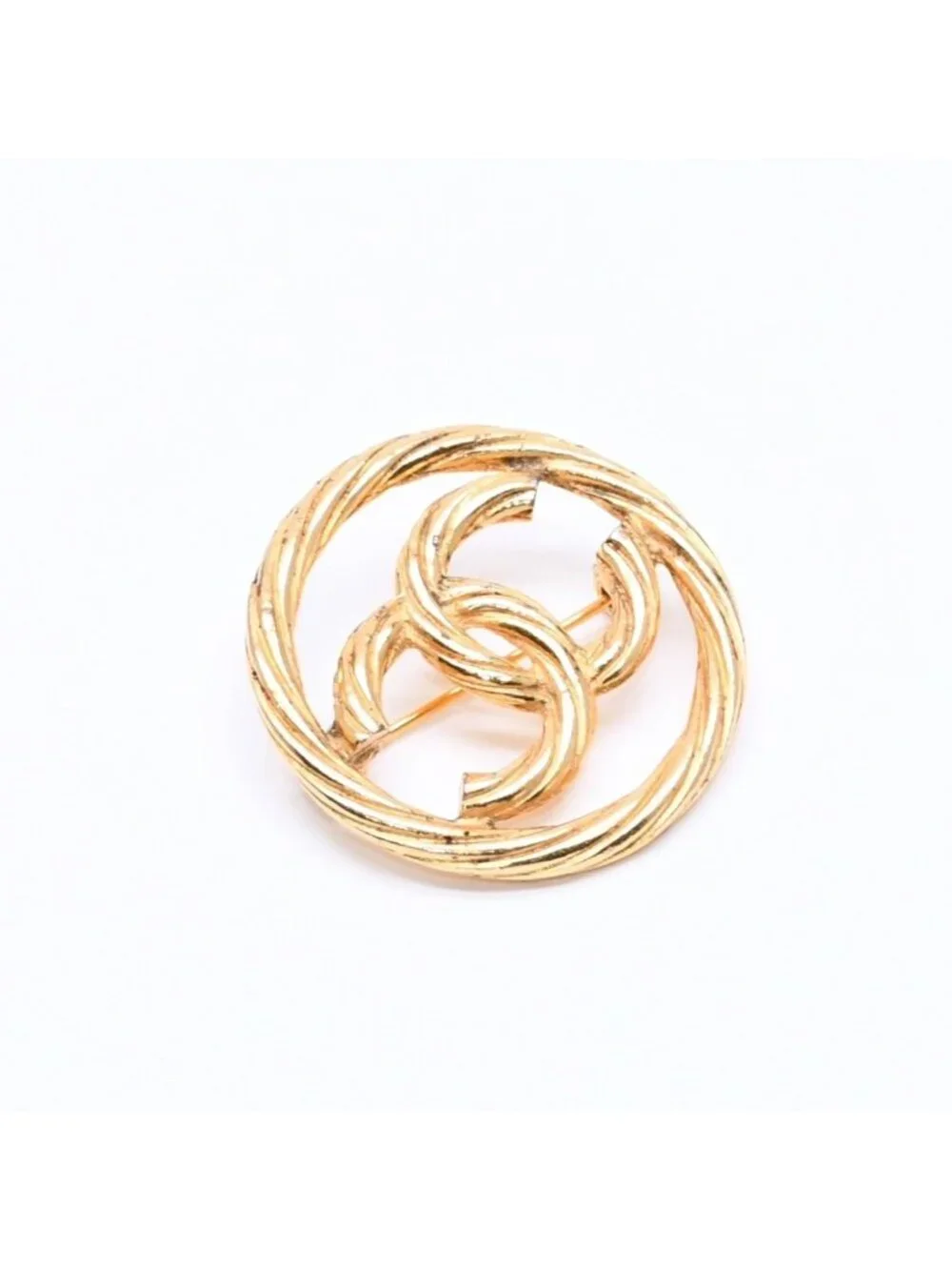 Chanel CC Logo Brooch Metal Round Gold